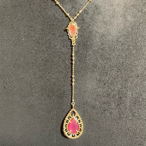 Vintage Kendra Scott Gold Fraser Y-Necklace with Pink Agates - Picture 4 of 5